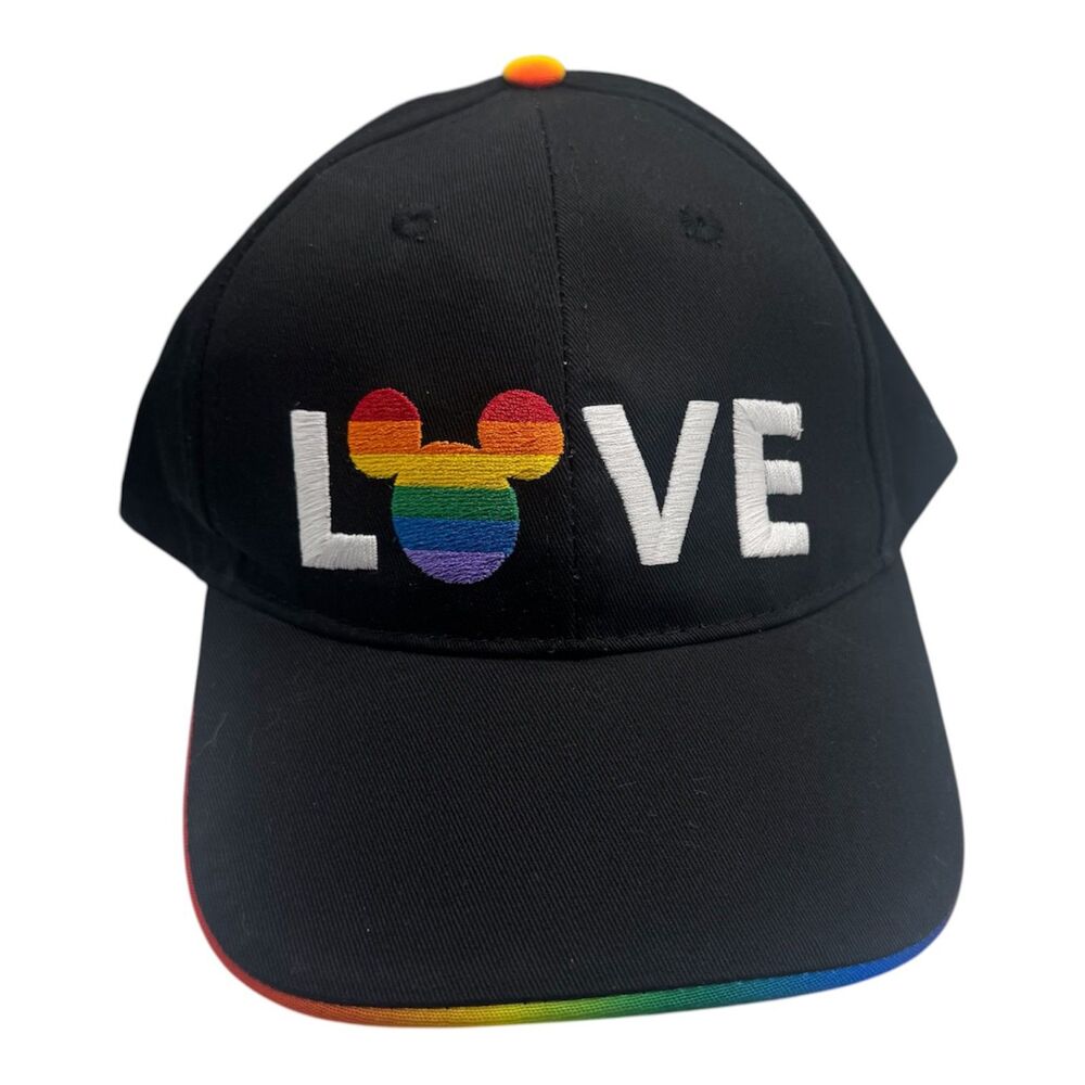 Disney Parks Mickey Mouse LOVE Pride Collection Rainbow Hat NWT Black One Size